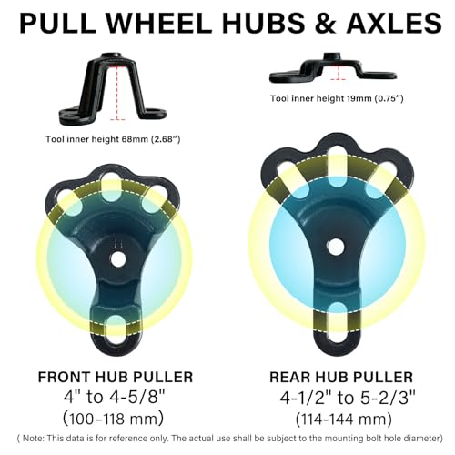 Universal Front Wheel Bearing Puller(Max 4-5/8") & Rear Axle Puller(Max 5-2/3") Set, 2 Pack Flange Type Wheel Hub Axle Remover Tools Kit with Forcing Bolt and Socket (Thread 5/8" *18)