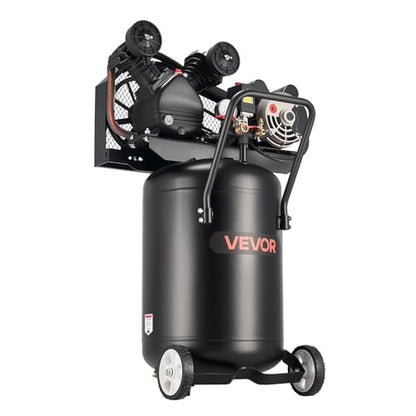 VEVOR 20 Gallons Air Compressor, 2HP 6.5SCFM at 90PSI, Max 135PSI Pressure Oil-Lubricated Air Compressor Tank,Portable on Wheels for Auto Repair,Tire Inflation,Spray Painting,Woodwork Nailing,120V - size: 20-Gallon 135PSI