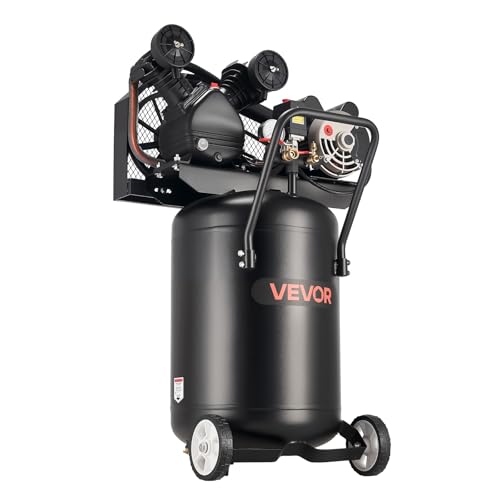 VEVOR 20 Gallons Air Compressor, 2HP 6.5SCFM at 90PSI, Max 135PSI Pressure Oil-Lubricated Air Compressor Tank,Portable on Wheels for Auto Repair,Tire Inflation,Spray Painting,Woodwork Nailing,120V - size: 20-Gallon 135PSI