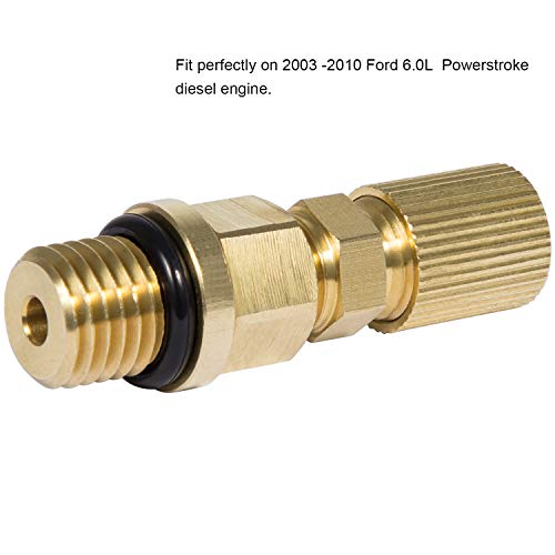 E-cowlboy 6.0L for Powerstroke Fuel Pressure Test Fitting Adapter for 2003-2010 Ford Diesel Engine(With Schrader Valve)