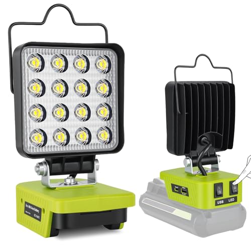 Cordless LED Work Light for Ryobi 40V Battery,Portable Flashlight Jobsite Light Spotlight Tool for Ryobi 40V,Flood Lamp for Repairing/Outdoor Camping/Garages/Emergency(No Battery) - color: Green