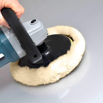 Wool Polishing Pads, SPTA 6"(150mm) 100% Natural Wool Buffing Pad with Hook & Loop Backing 4pcs Set Come with 5/8-11 Thread Backing Plate for Car Polishing, Buffing and Cutting - size: 6inch (150mm)