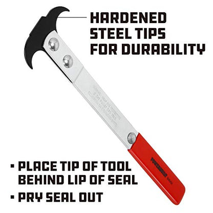 Powerbuilt Seal Puller, Heavy-Duty Tool for Seal Removal, Easy Grip, Automotive, Mechanical, and DIY Application - Red 648494