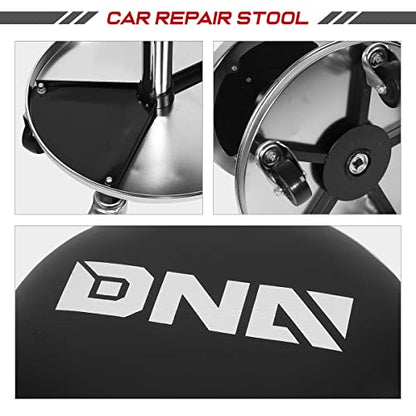 DNA MOTORING TOOLS-00191 Adjustable Height Pneumatic Mechanic Creeper Garage/Rolling Stool, Heavy Duty Roller Seat with Storage Tool Tray, Max Load 250 lbs - color: Black Chrome