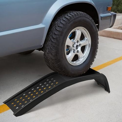 Heavy Duty Low Profile Car Ramps 8" Lift (2 Pack) - 8000LB Capacity Solid Steel Auto Ramps for Trucks, SUVs - Ideal for Oil Changes, Tire Rotation & Maintenance - 4000LB Per Ramp, Black - color: Black