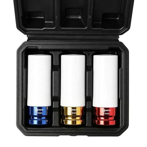 1/2" Lug Nut Socket 3-Piece Set, 17/19/21mm Thin Wall with Protective Covers - style: IS-D12-3PC-78
