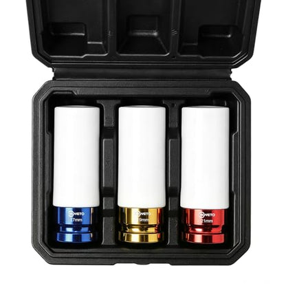 1/2" Lug Nut Socket 3-Piece Set, 17/19/21mm Thin Wall with Protective Covers - style: IS-D12-3PC-78