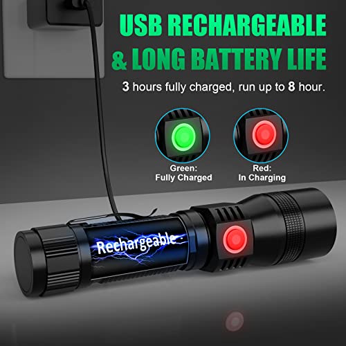 UV Flashlight Black Light, 3-in-1 Magnetic Flashlight Rechargeable, High Lumen Tactical LED Flashlight, 7 Modes Waterproof UV Light for Camping Emergencies Pet Urine Detection - color: 1pack flashlight