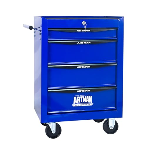 4 Drawers Tool Chest on Wheels, Multifunctional Rolling Tool Box, Drawers Rolling Trolley Organizer Tool Storage Cart for Warehouse,Garage,Workshop,Repair Shop (4 Drawers-30.5" H) - color: Blue, size: 4 Drawers 20.9"Wx13"Dx30.5"H