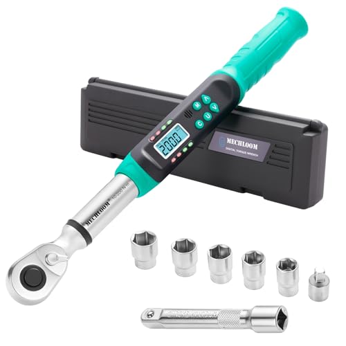 Digital Torque Wrench 1/2" Drive, 7.4–147.5 Ft-lbs / 10–200 N·m, ±2% Accuracy, Dual-Direction Ratchet, Electric Torque Wrench with Buzzer & LED Indicator for Bike, Motorcycle, Auto Repair