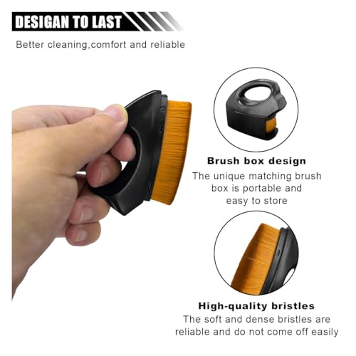 LAINLOY Car Tire Shine Brush, Soft Bristles Car Tire Wash Detailing Brush with Storage Case, Portable Car Cleaning Supplies, High-Density Auto Tire Applicator Brush (Brown)