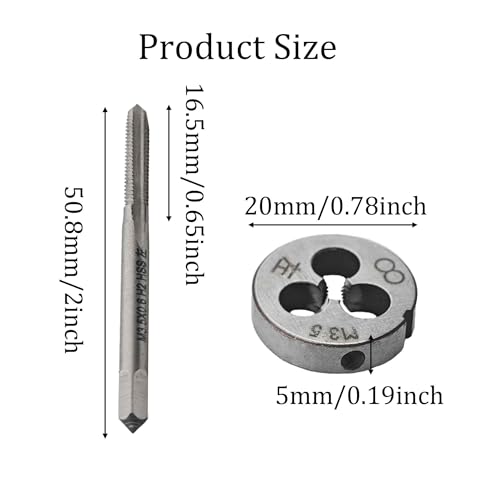 M3.5 x 0.6 Left Hand Metric Tap and Die Set, High Speed Steel Threading Kit for Reverse Thread Repair and Machining - size: M3.5 x 0.6