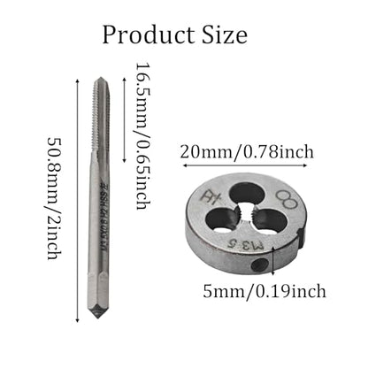 M3.5 x 0.6 Left Hand Metric Tap and Die Set, High Speed Steel Threading Kit for Reverse Thread Repair and Machining - size: M3.5 x 0.6