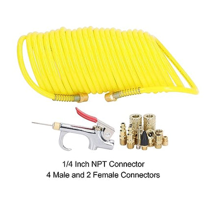 14PCS Air Compressor Kit with 1/4 Inch Quick Connector, Nylon Air Hose for Dust Blowing and Pneumatic Tools, Compatible with Automotive Repair and Cleaning