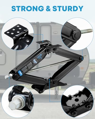 Kohree 6500lbs Heavy Duty RV Stabilizer Jacks 2 Pack, 24 Inch Leveling Scissor Jack for Travel Trailer Camper, with Crank Handle and Drill Socket - size: 2P-6500-24inch