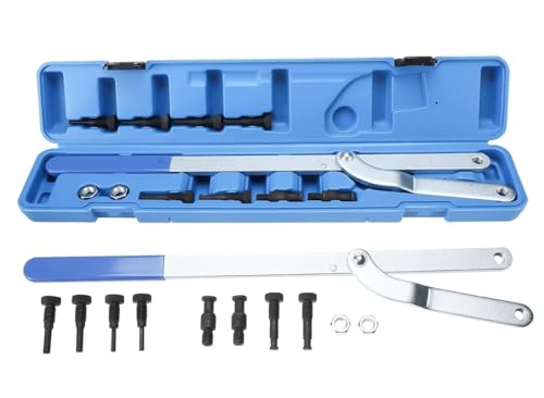8MILELAKE Universal Camshaft Pulley & Fan Clutch Removal Holder Set, Pulley Holder Spread Interchangeable Pin Fan Clutch Tool Set