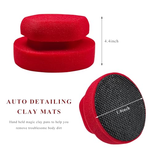Synthetic Clay Bar Ball, Hand Disc Clay Bar Sponge for Car Waxing & Polishing, Reusable Detailing Clay Pad Paint Surface Cleaning Tool for SUV Truck Sedan, Car Accessories (Red) - color: Red