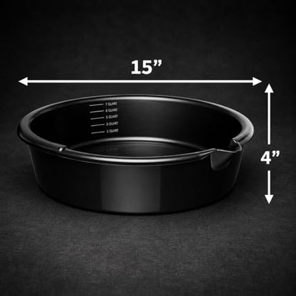 Automotive Drain Pan, 7-Quart, with Built-in Measurement Scale and Pour Spout, for Cars, Trucks, and Garage Use