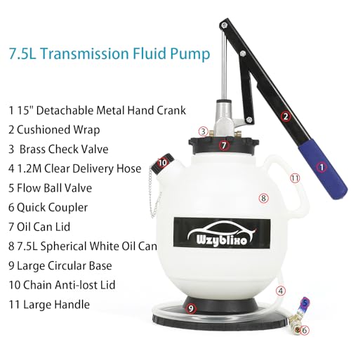7.5L Transmission Fluid Pump Kit with 15 ATF Adapters, 2 Gallon Manual ATF Refill Kit,Transmission Fluid Transfer Pump (Blue) - color: blue