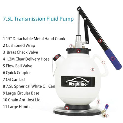 7.5L Transmission Fluid Pump Kit with 15 ATF Adapters, 2 Gallon Manual ATF Refill Kit,Transmission Fluid Transfer Pump (Blue) - color: blue