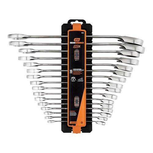 GEARWRENCH 16 Piece 90-Tooth 12 Point Metric Reversible Ratcheting Wrench Set | 86629 - style: 16 Pc Metric