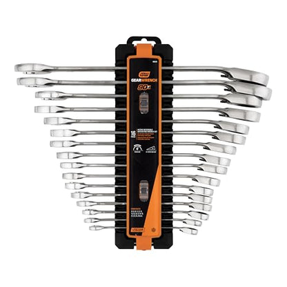 GEARWRENCH 16 Piece 90-Tooth 12 Point Metric Reversible Ratcheting Wrench Set | 86629 - style: 16 Pc Metric
