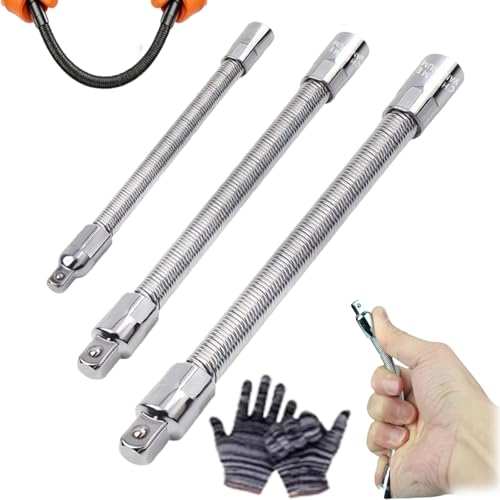 360 Miracle Tool Extension,1/2 Flexible Socket Extension Bar Set Bendable Impact Wrench,Universal Flexible Connecting Rod Tool,Conquer Tight Spaces in Seconds,For Automotive,DIY Projects (Sliver,3Mix) - color: Sliver, size: 3Mix