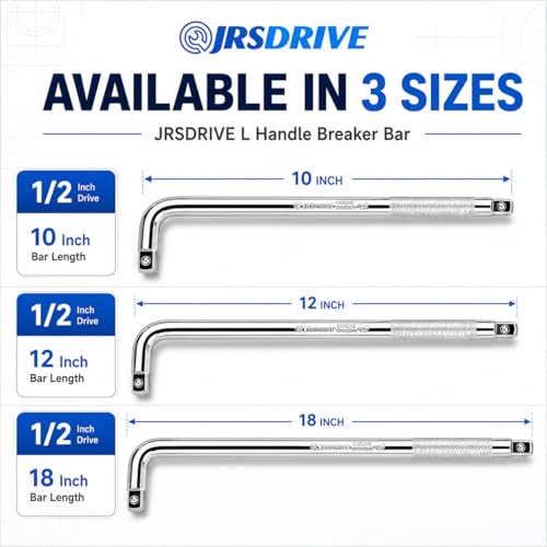 L Handle Breaker Bar 1/2 inch drive 18 inch length Socket Wrench, Heavy-Duty Double end drive Extension Bar for Car, Truck, Van Square Drive Socket Handle - size: 1/2 inch 18