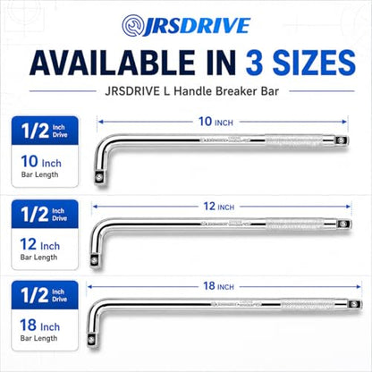 L Handle Breaker Bar 1/2 inch drive 18 inch length Socket Wrench, Heavy-Duty Double end drive Extension Bar for Car, Truck, Van Square Drive Socket Handle - size: 1/2 inch 18