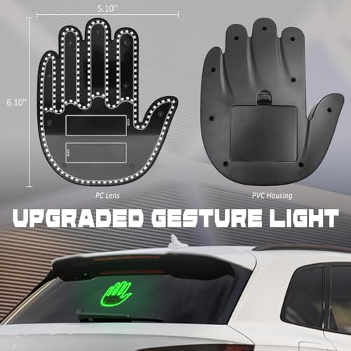 DIBMS Hand Gesture Light with Remote, Red LED Finger Funny Window Sign Light Accessories for Car Truck (Green) - color: Green
