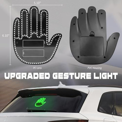 DIBMS Hand Gesture Light with Remote, Red LED Finger Funny Window Sign Light Accessories for Car Truck (Green) - color: Green
