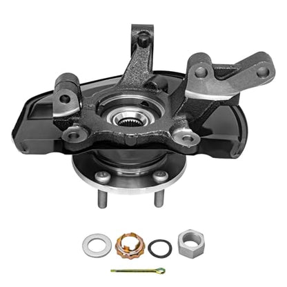 Detroit Axle - FWD Front Steering Knuckles & Wheel Hub Bearings + Struts w/Coil Spring Replacement for Jeep Patriot Compass - 4pc Set - size: 4QU48605/ Big strut kit
