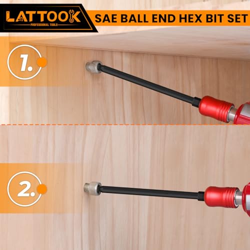 Ball End Hex Head Allen Wrench Drill Bit Set, LATTOOK 10PCS SAE 5/16” to 5/64” Ball End Hex Bit Set Allen Hex Key, Magnetic S2 Steel, 4'' Long - style: 10PCS Ball Hex Bits