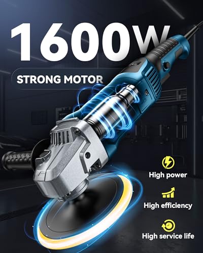 Buffer Polisher Kit for Car - 1600w 6/7 Inch Rotary Polisher Buffer Waxer,7 Variable Speed 1000-3300rpm,Detachable Handle Buffing Machine for Car Boat Sanding Polishing Waxing