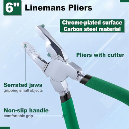 6 Inch Linemans Pliers Screw Extractor Stripped Removal Tools | Screw Removal Tools Combination with Cutter Jewelry Pliers for Wire Wrapping Beading Handmade DIY Craft - style: Linemans Pliers