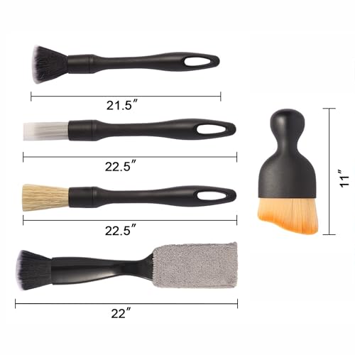 5PCS Car Detailing Brush Set with Car Cleaning Gel Car Cleaning Brushes,Car Dust Brush,Car Interior Detailing Brush for Vehicle Cleaning,Car Accessories for Truck, SUV, Interior