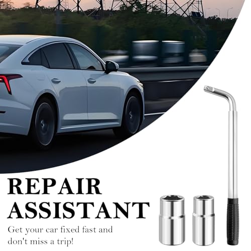 Stacool Extendable Lug Wrench with Double-Sided Sockets of 17mm/19mm and 21mm/23mm, Universal Wrench for Most Vehicle Lug Nuts