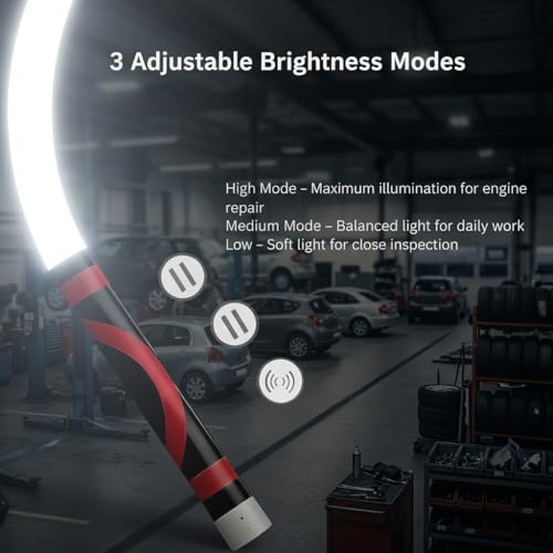 Flexible LED Flashlight Stick,27-Inch Rechargeable Mechanic Flashlight with 3 Brightness Modes & Hands-Free Positioning，Portable Inspection Light for Car Repair, Plumbing& Outdoor Use (Only)
