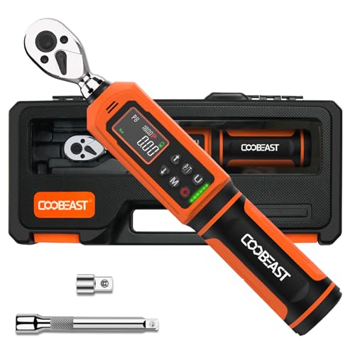 coobeast Digital Torque Wrench 1/4 Drive, 0.33-22.1 Ft.lbs./0.45-30Nm Range, Electronic Torque Screwdriver with Dual Direction Ratchet, Buzzer and LED Alert for Bicycle, Bike, DIY and Home Repair - color: Orange, size: 1/4-inch (0.33-22.1 Ft.lbs./0.45-30N