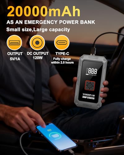 M1 Car Battery Jump Starter with Air Compressor 4500A 150PSI (9.0 L Gas/8.0L Diesel), Portable Car Jump Starter Power Pack, Battery Charger 12V Jump Box with LED Light, Large LED Display, Power Bank
