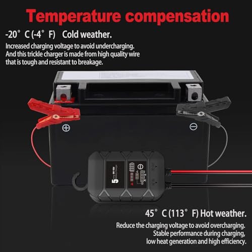 BYGD 5A Smart Car Battery Charger, 6V/12V Automotive Smart Charger | Smart Charger with Hook, Deep Cycle Charger, Float Charger, Automatic Repair Battery Desulfator, Trickle Battery Maintainer