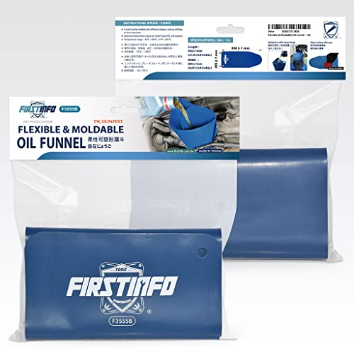 FIRSTINFO Large Flexible Oil Draining Tool Funnel, 21.8" Extended Reach | Moldable Reusable Spill Free Oil Filling, F3555B