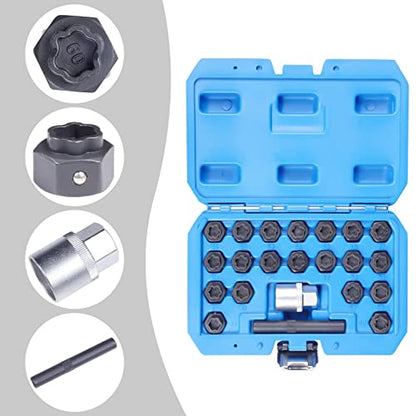 Wheel Lock Key Removal Kit，22pcs Wheel Locking Key Anti-Theft Lug Nut Anti-Theft for BMW