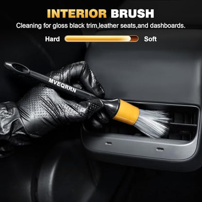 MVEQRRN 10PCS Car Detailing Brush Set,Boars Hair Detail Brush Kit(Gold) | Ultra Soft No Scratch, Car Dust Brush,Car Detailing Brushes Kit, Detail Brushes Car Detailing for Interior Exterior - color: 10pcs detail brush gold