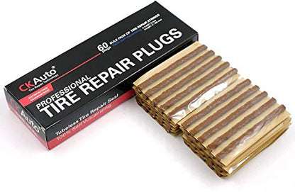 CKAuto 60pcs 4" Brown Tire Repair Strings, Automotive Tool Tire Repair Plugs for Tubeless Off-Road Tires Car, Bike, ATV, UTV, Wheelbarrow, Mower - color: Brown, size: 4" x φ0.236" 60pcs