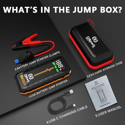 Car 4000A Jump Starter for Up to 8.5L Diesel & All Gas Engines, 12V Lithium Battery Booster Pack Jump Box, Portable Power Bank, 3 Modes LED Flashlight, 88.8W Quick Charge & Safety Protection - style: G69H