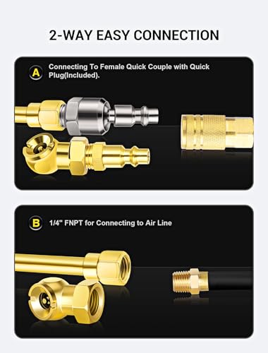 Dual Head Air Chuck Kit, 1/4" Female NPT Tire Chuck, 360° Swivel, 5 Pack | 5 Pack Set, 360° Swivel Air Chuck, 1/4" Female NPT, Brass Quick Plug, Fits Tire Inflators & Air Compressors - size: Upgrade