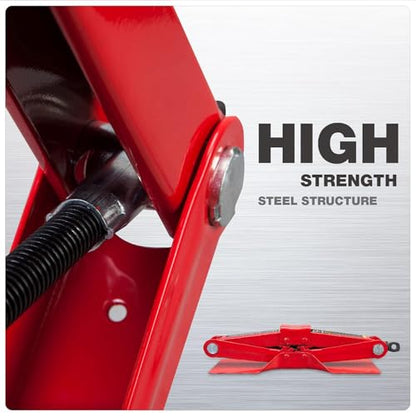 BIG RED T10152 Torin Steel Scissor Lift Jack Car Kit, 1.5 Ton (3,000 lb) Capacity, Red - size: 3000lbs