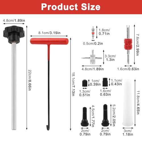 54PCS Tire Valve Stem Repair Tool, Quick Change Valve Stem Installation Tool Without Tire Removal, with TR413 TR414 Stems and Cores, for Cars Motorcycles ATVs Tubeless Tires