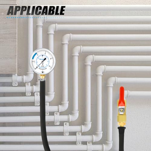 MEANLIN MEASURE 0-10” WC Manifold Gas Pressure Test Kit, Pressure Gauge Kit for Natural Gas or LP Gas with 40" Feet Hose, 1/8” NPT Fitting with Barbed Connection and Hex Bushing - style: 0-10” WC